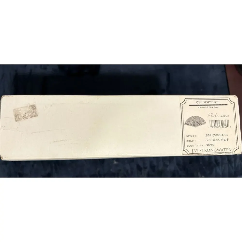 Jay Strongwater Fan Philomena Trinket Box Enameled & Jeweled Chinese Oriental - Picture 10 of 13